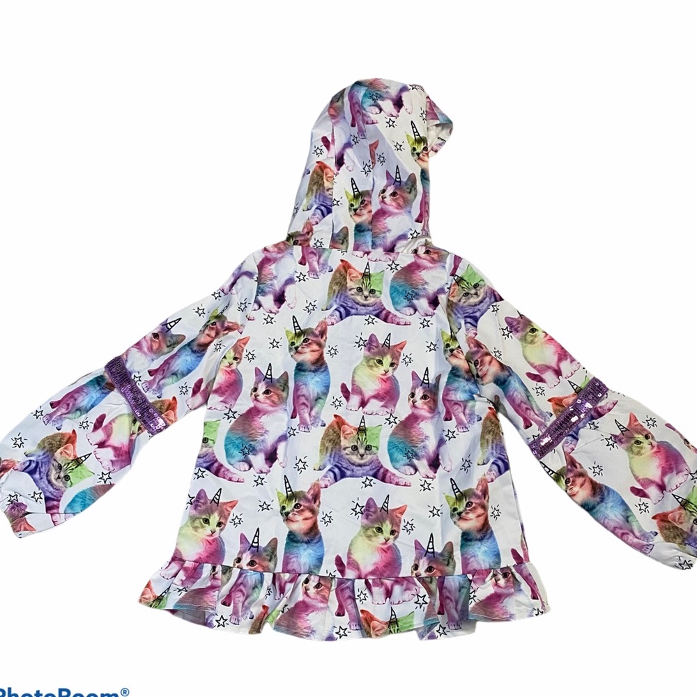 Liliane girls rainbow unicorn cat hood jacket 4-5